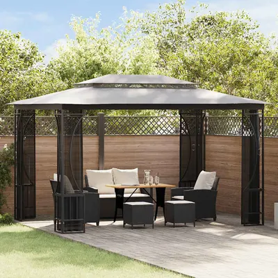 vidaXL Pavilion cu plase, antracit, 300 x 400 x 265 cm