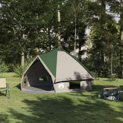 vidaXL Cort Teepee pentru 6 persoane 6 persoană Verde și alb