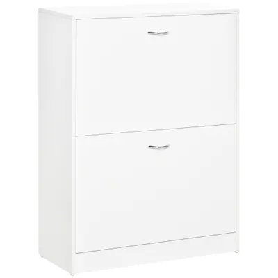 HOMCOM Dulap pentru pantofi dim. 60L x 24l x 80H cm 2 uși batante Alb | Aosom Romania