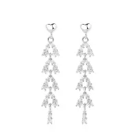 Cercei lungi de argint 925, JW1612, model cu pietre, placati cu rodiu