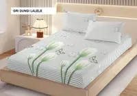 Husa de pat FINET + 2 fețe de perna gri dungi lalele 200x160 cm, Ralex | 1 buc