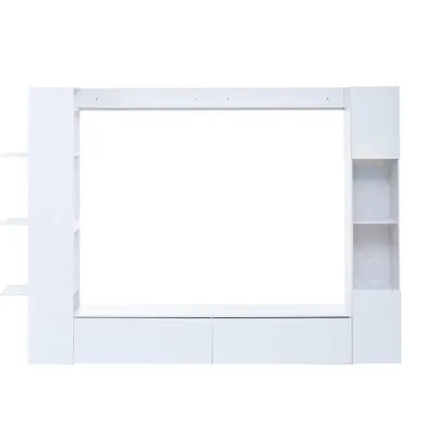 Sistem de living compact 4 piese, Alb | Aosom Romania