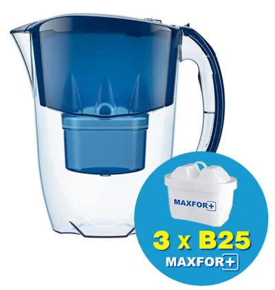 Cană de filtrare apă Aquaphor - Jasper, 190066, 3 filtre, 2,8 l, albastră