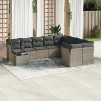 Gossi set mobilier de gradina cu perne, 10 piese, gri, poliratan