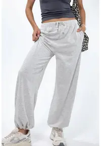 Pantaloni dama - croiala dreapta - gri - amestec de bumbac