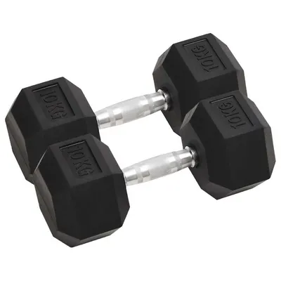 vidaXL Gantere, 2 buc., 10 kg, total fontă