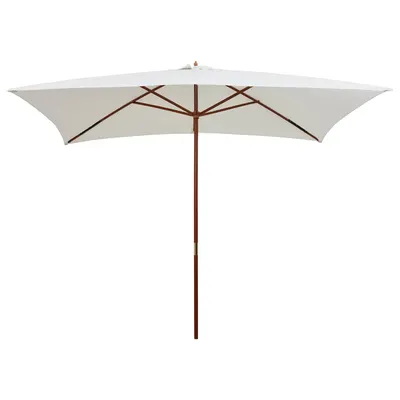 vidaXL Umbrelă de soare cu stâlp de lemn, 200 x 300 cm, alb crem