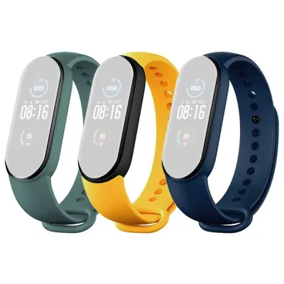 Set 3 curele Bratara fitness Xiaomi Mi Smart Band 5 - Verde, Galben, Albastru - Default Title
