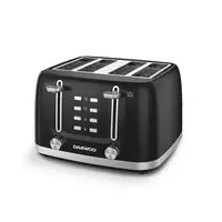 Prajitor de paine Daewoo DBT4160B, 1600 W, 4 felii, tavita de firimituri, reincalzire, decongelare, anulare, control electronic rumenire, Negru