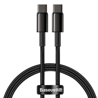 Cablu Baseus - Tungsten, USB-C/USB-C, 2 m, negru