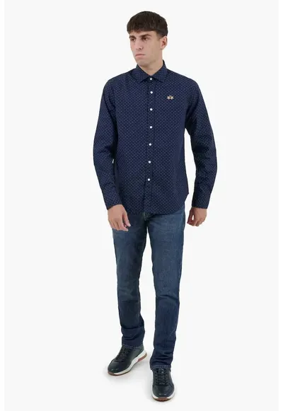 Camasa regular fit cu imprimeu discret - Bleumarin