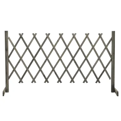 vidaXL Gard cu zăbrele de grădină, gri, 150x80 cm, lemn masiv de brad