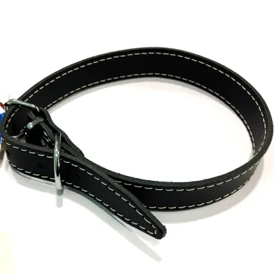 Zgarda din piele, neagra, reglabila, 22 mm x 550 mm