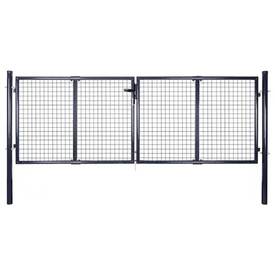 vidaXL Poartă de grădină din plasă, oțel galvanizat, gri, 300x100 cm