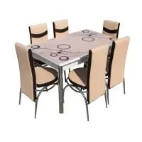 Set Lara, masa extensibila cu 6 scaune, crem, 130 165x80x79 cm