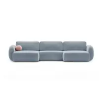 Colțar albastru prăfuit extensibil/cu spațiu de depozitare cu tapițerie din catifea (în formă de "U") Tonale – Cosmopolitan Design