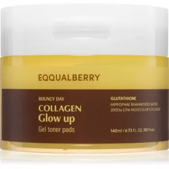 EQQUALBERRY Collagen Glow Up Gel Toner Pads dischete de tonifiere pentru o piele mai luminoasa