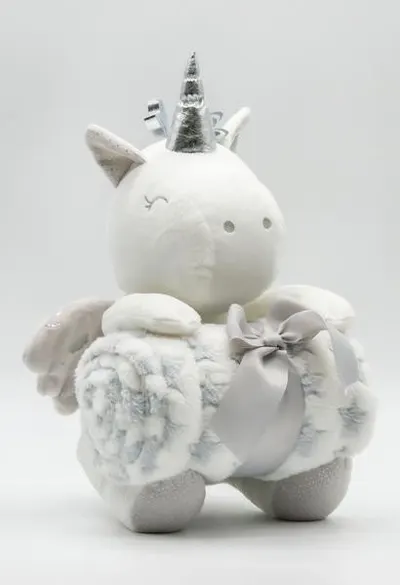 Paturica pufoasa cu jucarie TOY unicorn 25cm Hausmann