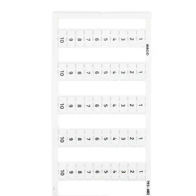 WMB marking card; as card; MARKED; 1 ... 10 (10x); not stretchable; Vertical marking; snap-on type; white