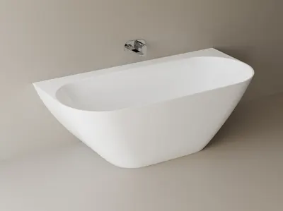 Cada freestanding dreptunghiulara, compozit alb mat, interior lucios, 170x79.5x58 cm, Foglia Grace