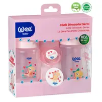 Set biberon si suzeta Dino roz, 1 bucata, Wee Baby