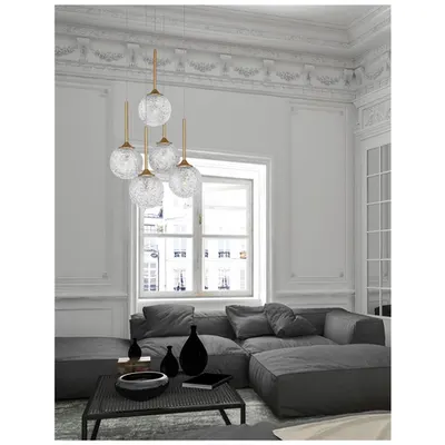 Lampa suspendata MIRANO Clear Structured Sticla & Brushed Auriu Otel LED G9 5x5 Wat 230 VoltIP20 Fara bec