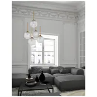 Lampa suspendata MIRANO Clear Structured Sticla & Brushed Auriu Otel LED G9 5x5 Wat 230 VoltIP20 Fara bec