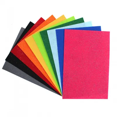 Fetru uni cu sclipici - 10 culori asortate, 20 x 30 cm