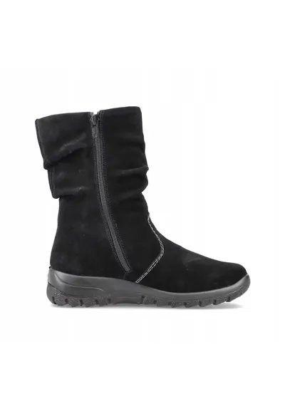 Ghete negre - din piele intoarsa - cu caramb incretit - Negru