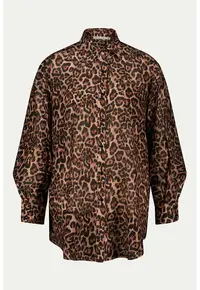 Camasa cu maneci lungi si animal print - Maro