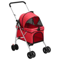 Gossi carucior pliabil pentru caini rosu 76x50x100 cm tesatura oxford