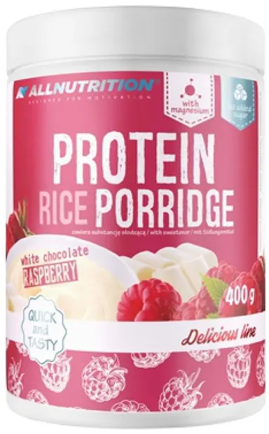 Protein Rice Poridge, ciocolată albă cu zmeură, 400 g, AllNutrition
