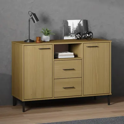 vidaXL Dulap cu picioare metalice „OSLO” maro 113x40x77 cm lemn