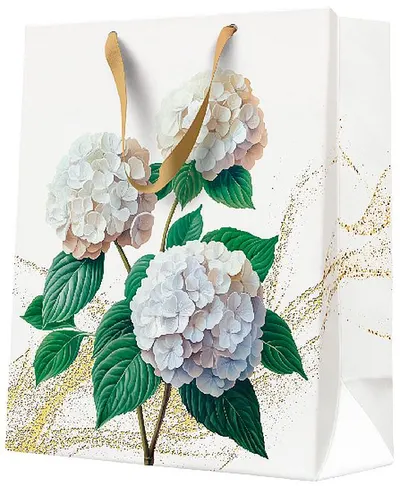 Pungă de cadou PAW - Romantic White Hydrangeas, 26.5 x 33.5 x 13