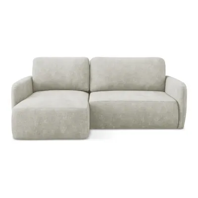Colțar crem extensibil/cu spațiu de depozitare cu tapițerie din chenille (cu colț pe partea stângă/cu șezlong) Lilo – Makamii