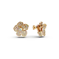 Cercei floare din aur galben cu diamante de 0.3ct