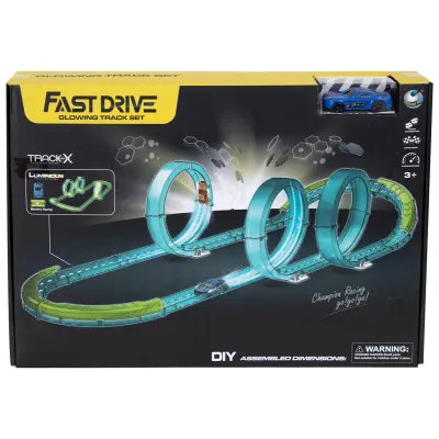 Set de joaca cu masinuta si pista luminoasa, Fast Drive