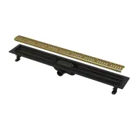 Set rigola dus BLACK EDITION cu capac auriu Alcadrain APZ10-BLACK BRASS Simple (Tip: Set rigola dus BLACK EDITION cu capac auriu Alcadrain APZ10-BLACK BRASS Simple (Lungime Rigola: 950MM))