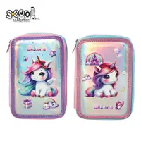 Penar neechipat 3 fermoare, fancy unicorn, 19.5x12x6.5 cm, S-COOL