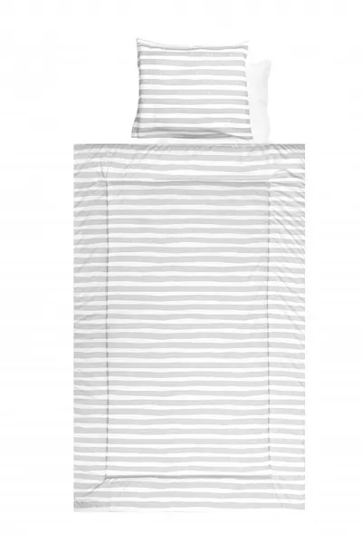 Set lenjerie pat bumbac ranforce 4 piese Grey Striped