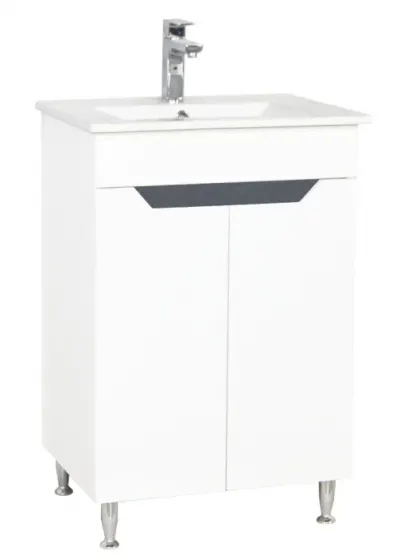 Set Baza front MDF si Lavoar seria 056, 50 cm, alb antracit