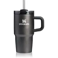 Stanley Quencher H2.O Fluted Tumbler pahar din oțel inoxidabil cu pai mic Black PVD 1 buc