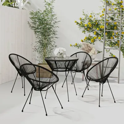 Gossi set mobilier de exterior, 5 piese, negru, ratan pvc