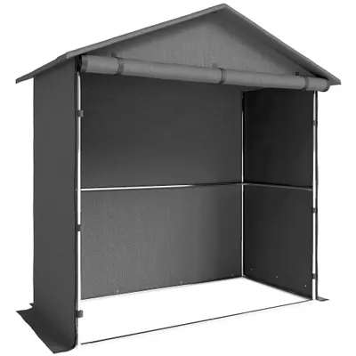 Outsunny Cort Garaj cu Intrare Rulabilă, Corzi și Țăruși, 1.1x2 m, Gri Închis | Aosom Romania
