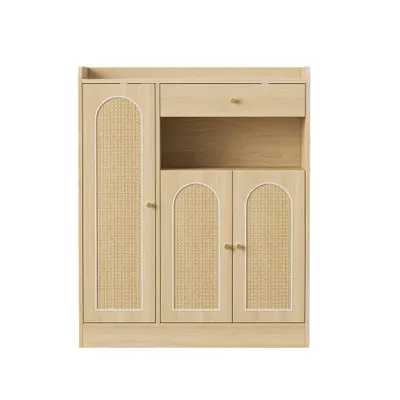 Dulap pentru pantofi din rattan, Culoare naturală | Aosom Romania