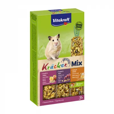 Batoane pentru hamsteri Vitakraft Trio Mix cu miere nuci fructe 3 buc