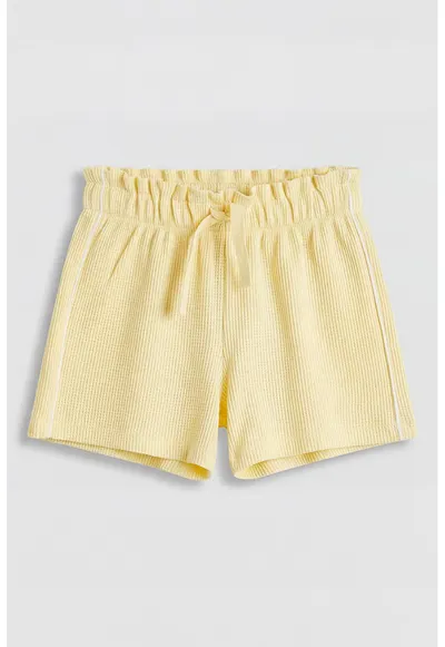 Pantaloni scurti din bumbac cu model texturat - Galben