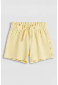 Pantaloni scurti din bumbac cu model texturat - Galben