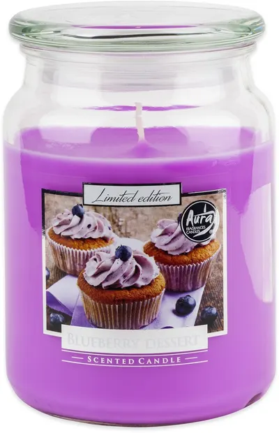 Lumânare parfumată Bispol Premium - Blueberry Dessert, 500 g