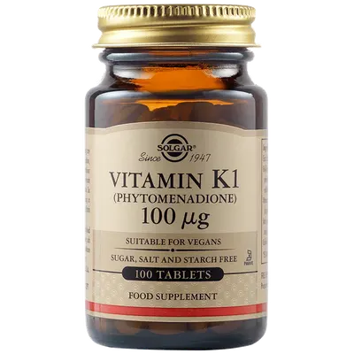 Vitamina K1 100mcg, 100 tablete, Solgar
